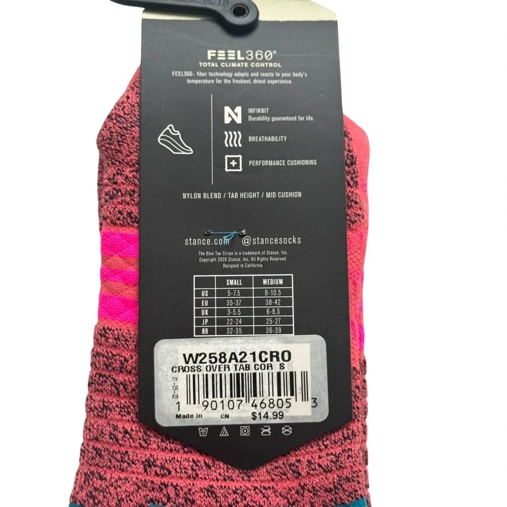 Stance Womens Performance Feel360 Infiknit Tab Socks Pink W258A21CRO Small new
